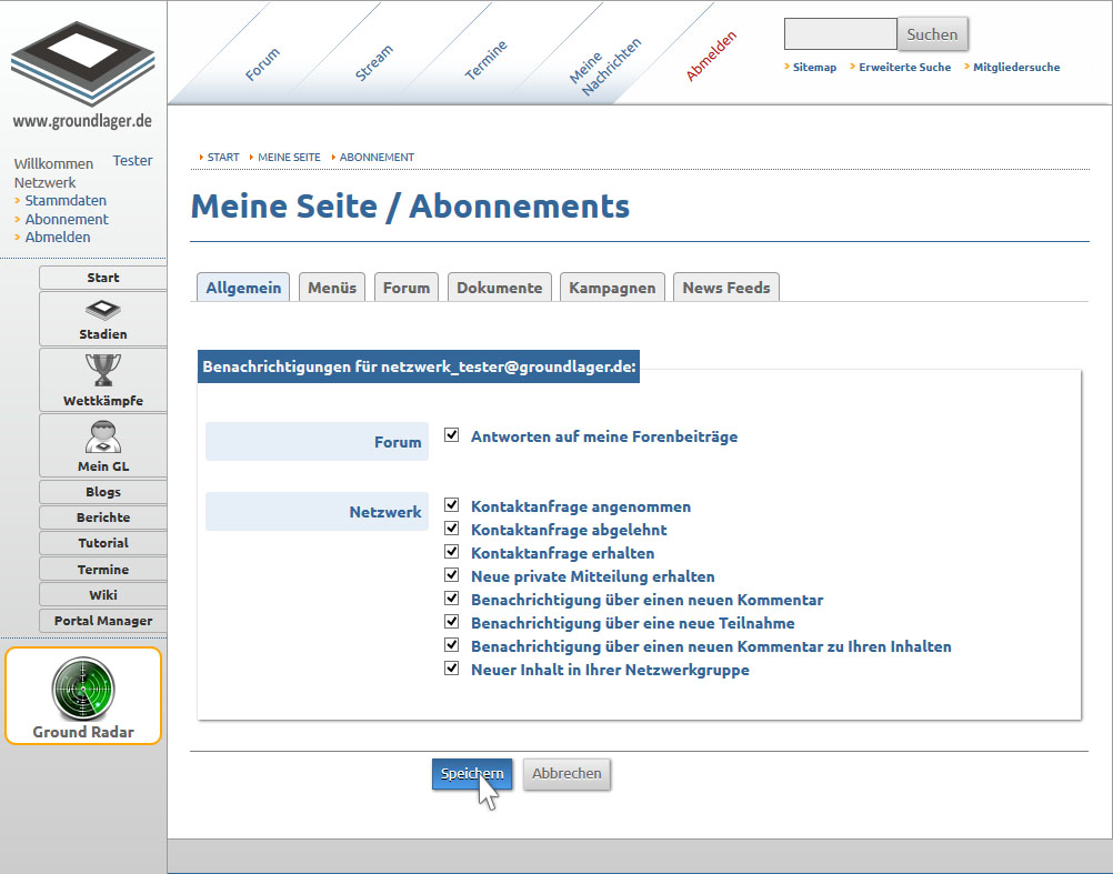 Konfiguration der Systemmails